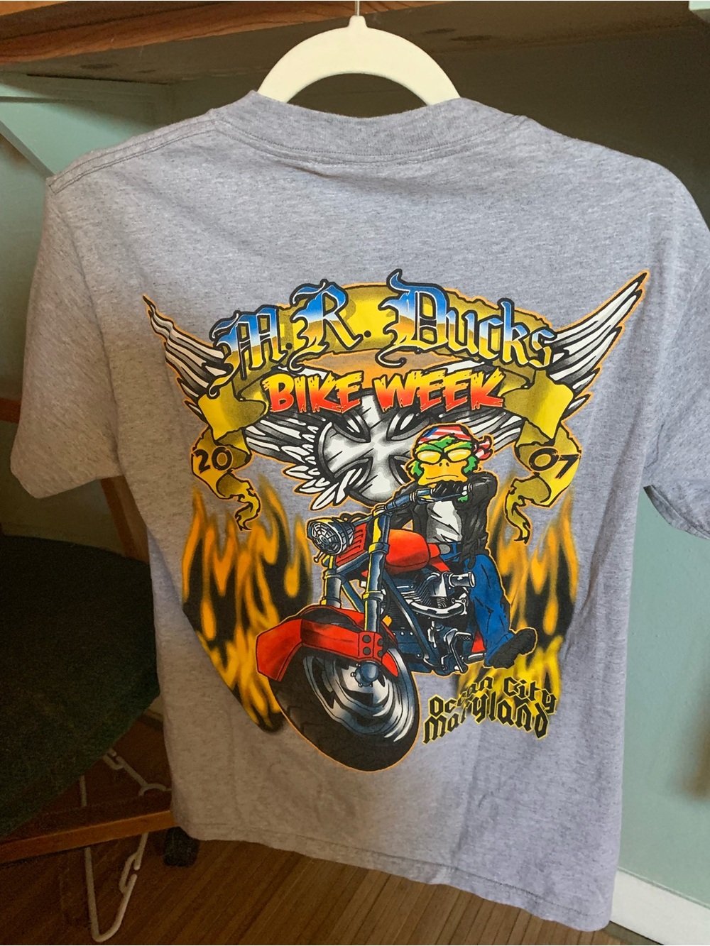 Bike Week 2007 Ocean City Maryland by Mr Ducks Graphic Tee - Gray size small